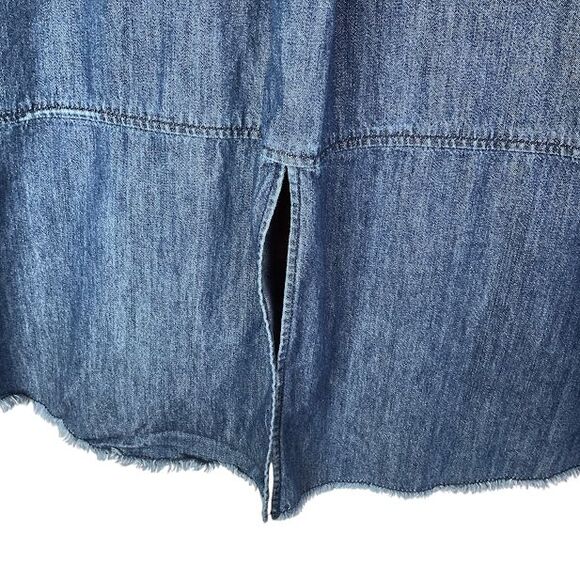 Free People Womens M Road Trip Getaway Flannel and Denim Button Down Shirt Plaid - Picture 3 of 10